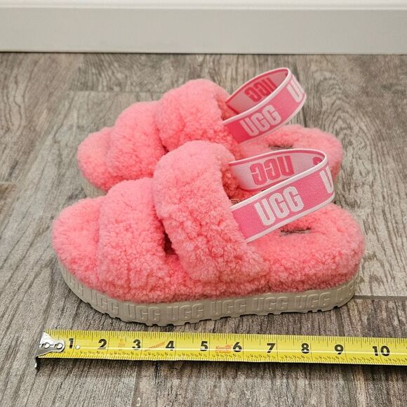 UGG Pink Adjustable Slide Sandals Oh Fluffita - Picture 13 of 14